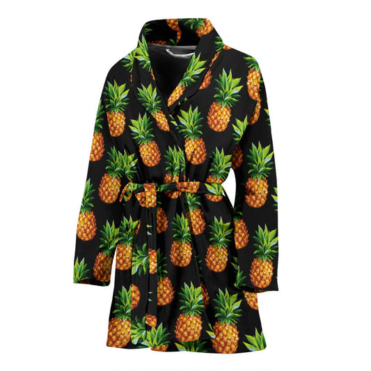 Pineapple Cute Print Design Pattern Women Bath Robe-JTAMIGO.COM