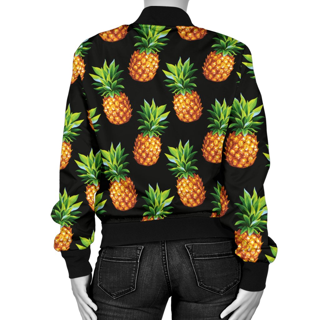 Pineapple Cute Print Design Pattern Women Casual Bomber Jacket