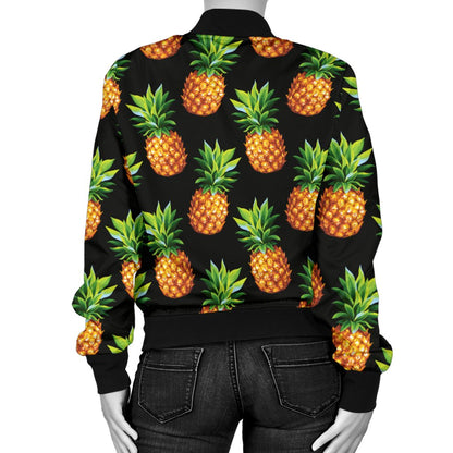 Pineapple Cute Print Design Pattern Women Casual Bomber Jacket