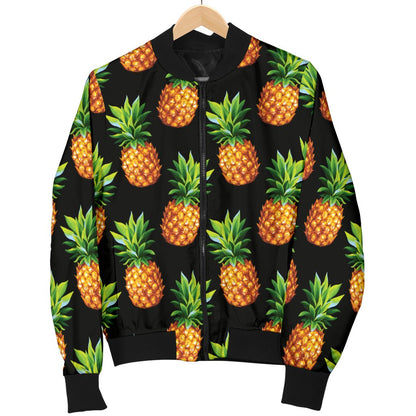 Pineapple Cute Print Design Pattern Women Casual Bomber Jacket