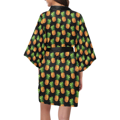 Pineapple Cute Print Design Pattern Women Short Kimono Robe