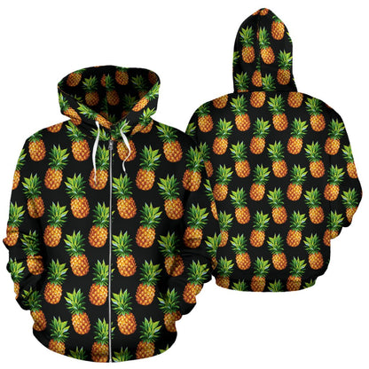 Pineapple Cute Print Design Pattern Zip Up Hoodie