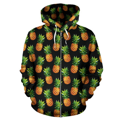 Pineapple Cute Print Design Pattern Zip Up Hoodie