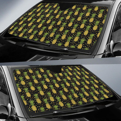Pineapple Gold Dot Themed Print Car Sun Shade For Windshield