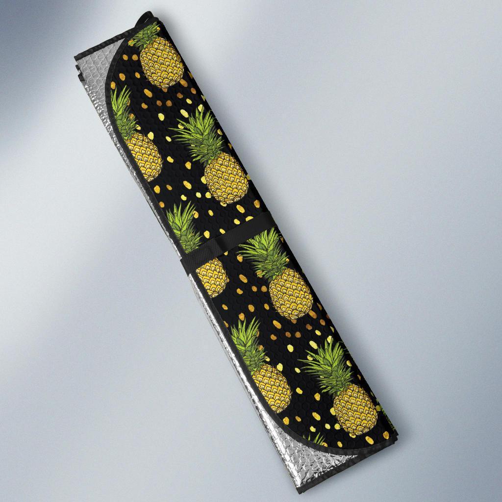 Pineapple Gold Dot Themed Print Car Sun Shade For Windshield