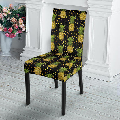 Pineapple Gold Dot Themed Print Dining Chair Slipcover-JTAMIGO.COM