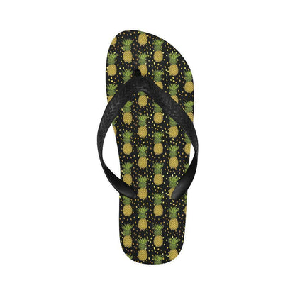 Pineapple Gold Dot Themed Print Flip Flops-JTAMIGO.COM
