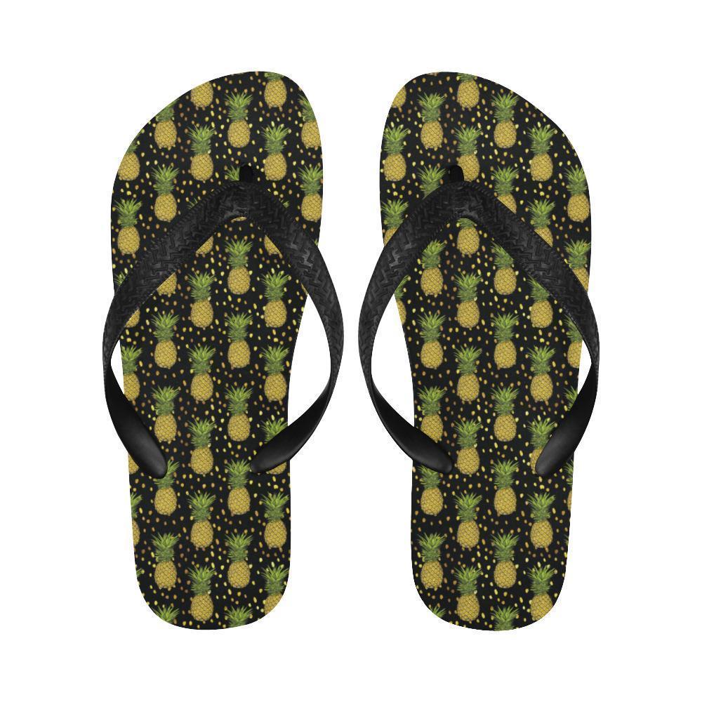 Pineapple Gold Dot Themed Print Flip Flops-JTAMIGO.COM