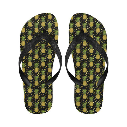 Pineapple Gold Dot Themed Print Flip Flops-JTAMIGO.COM
