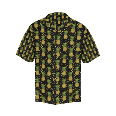 Pineapple Gold Dot Themed Print Men Aloha Hawaiian Shirt