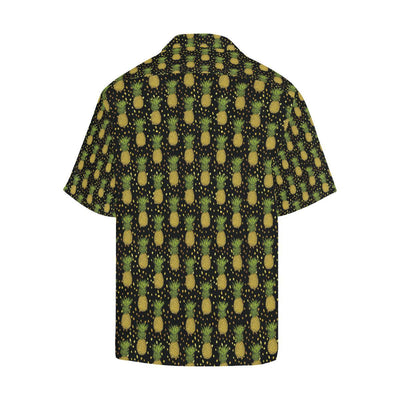 Pineapple Gold Dot Themed Print Men Aloha Hawaiian Shirt