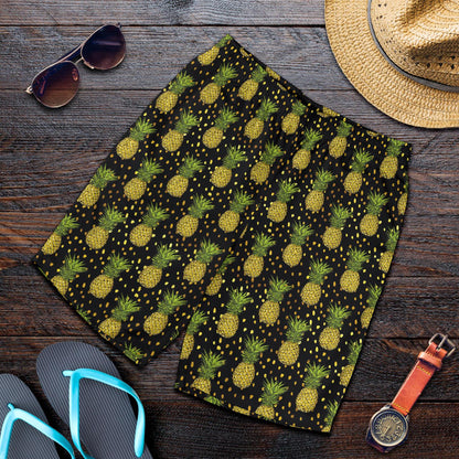 Pineapple Gold Dot Themed Print Mens Shorts-JTAMIGO.COM