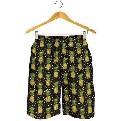 Pineapple Gold Dot Themed Print Mens Shorts-JTAMIGO.COM
