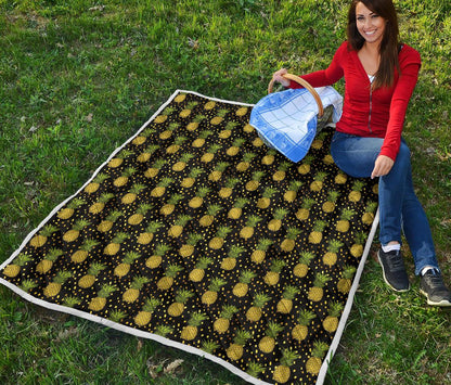 Pineapple Gold Dot Themed Print Premium Quilt-JTAMIGO.COM