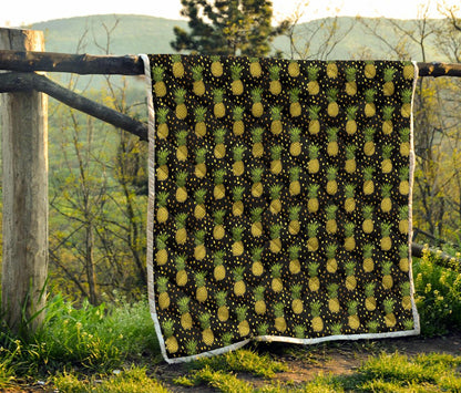Pineapple Gold Dot Themed Print Premium Quilt-JTAMIGO.COM