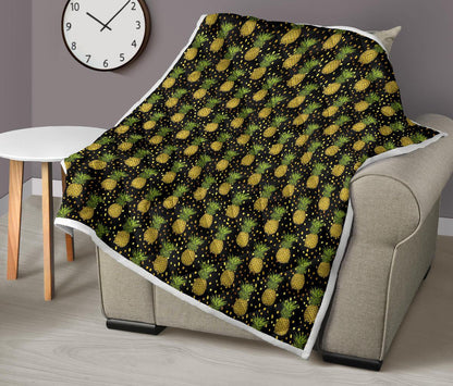 Pineapple Gold Dot Themed Print Premium Quilt-JTAMIGO.COM