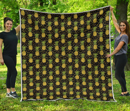 Pineapple Gold Dot Themed Print Premium Quilt-JTAMIGO.COM
