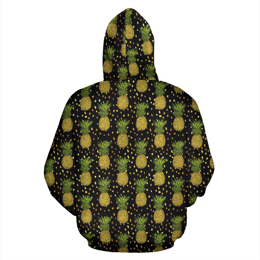 Pineapple Gold Dot Themed Print Pullover Hoodie