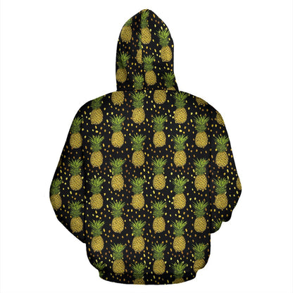 Pineapple Gold Dot Themed Print Pullover Hoodie