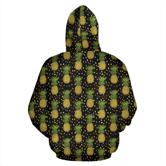 Pineapple Gold Dot Themed Print Pullover Hoodie