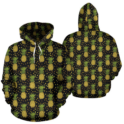 Pineapple Gold Dot Themed Print Pullover Hoodie