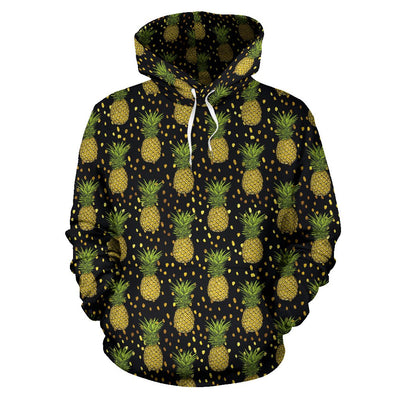 Pineapple Gold Dot Themed Print Pullover Hoodie