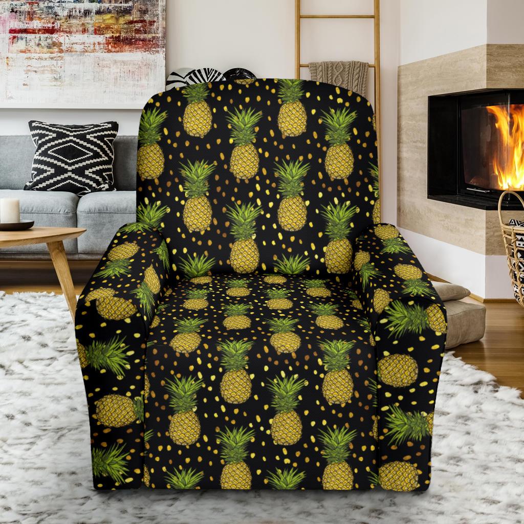 Pineapple Gold Dot Themed Print Single Sofa Slipcover -JTAMIGO.COM