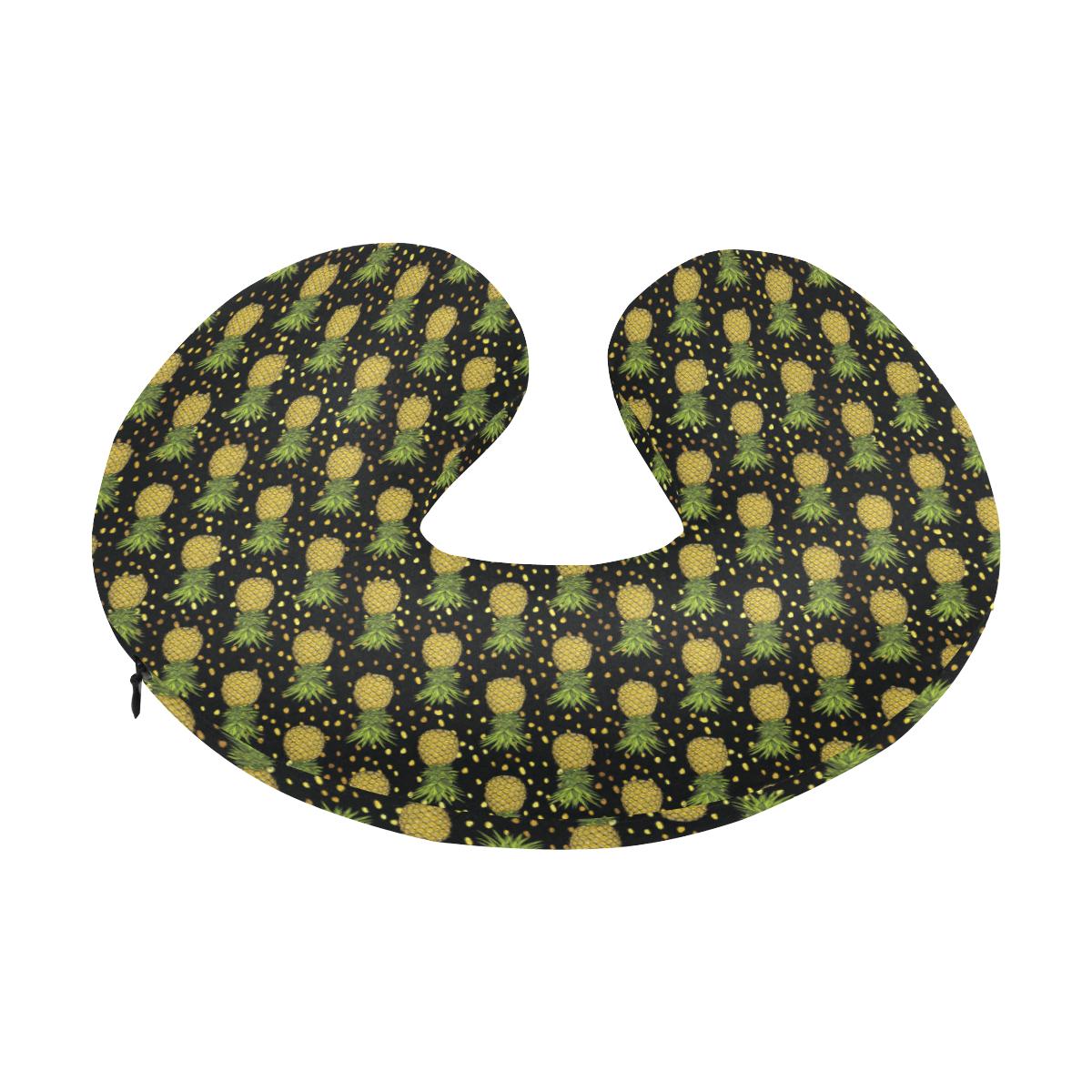 Pineapple Gold Dot Themed Print U-Shaped Travel Neck Pillow-JTAMIGO.COM