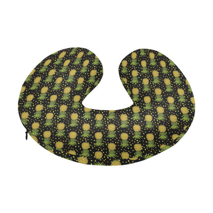 Pineapple Gold Dot Themed Print U-Shaped Travel Neck Pillow-JTAMIGO.COM