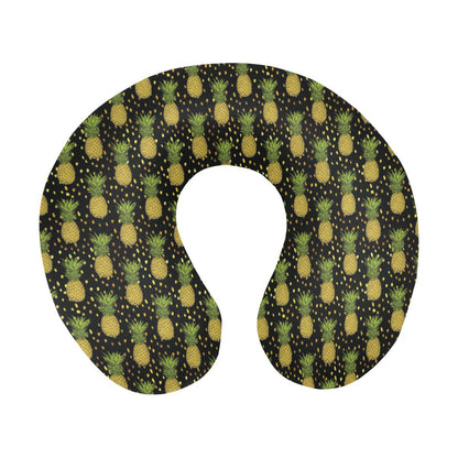 Pineapple Gold Dot Themed Print U-Shaped Travel Neck Pillow-JTAMIGO.COM