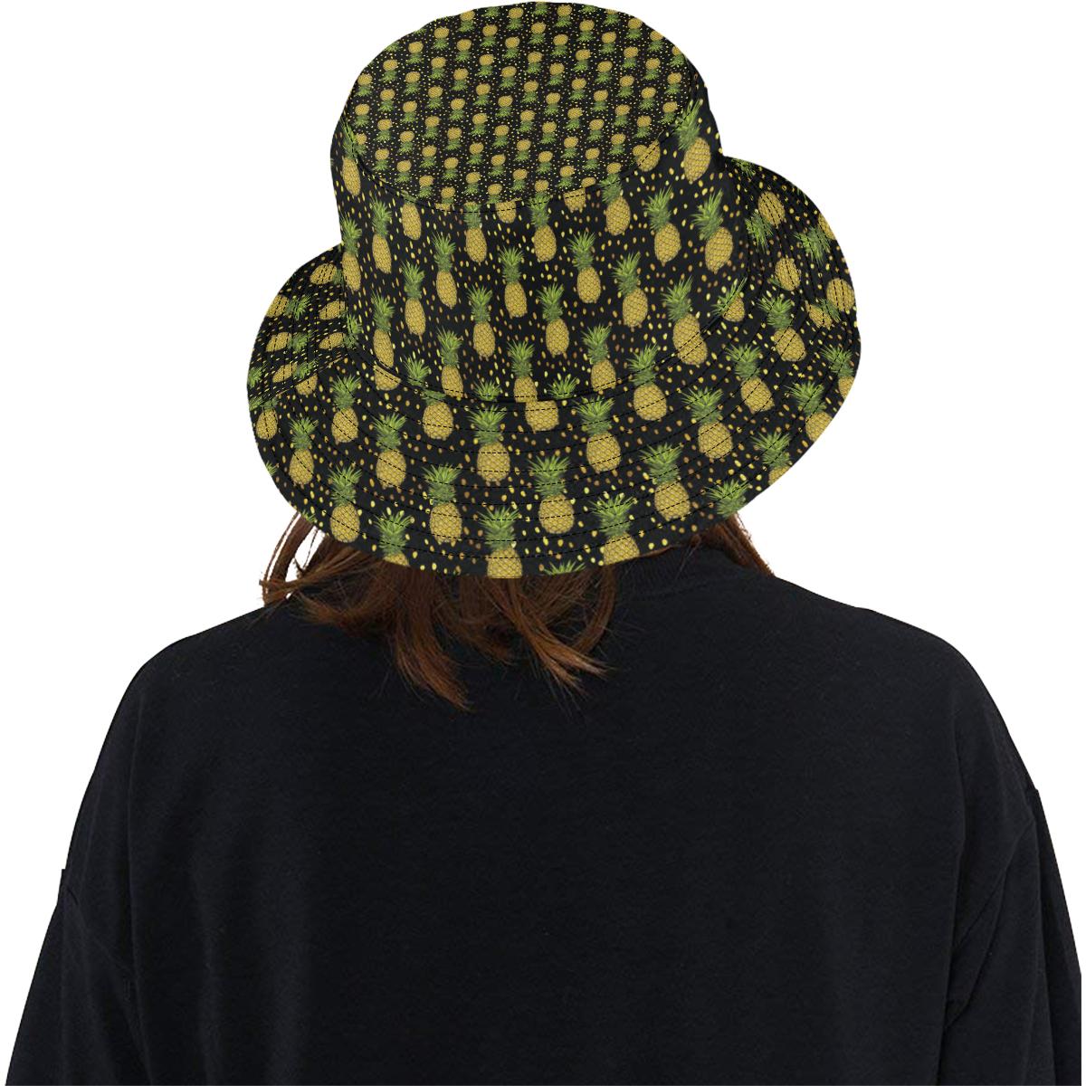 Pineapple Gold Dot Themed Print Unisex Bucket Hat