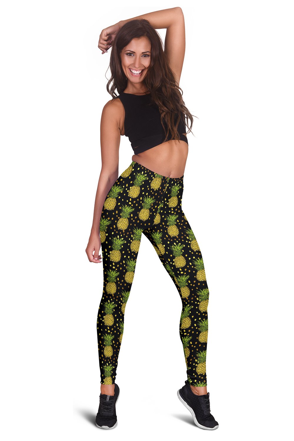 Pineapple Gold Dot Themed Print Women Leggings