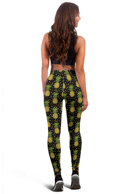 Pineapple Gold Dot Themed Print Women Leggings