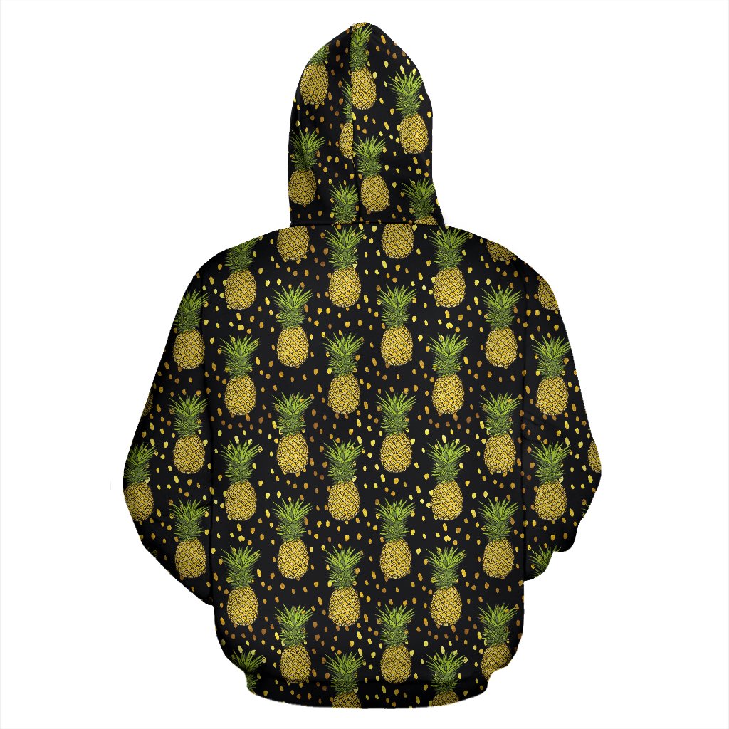 Pineapple Gold Dot Themed Print Zip Up Hoodie