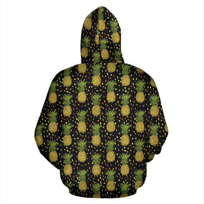 Pineapple Gold Dot Themed Print Zip Up Hoodie