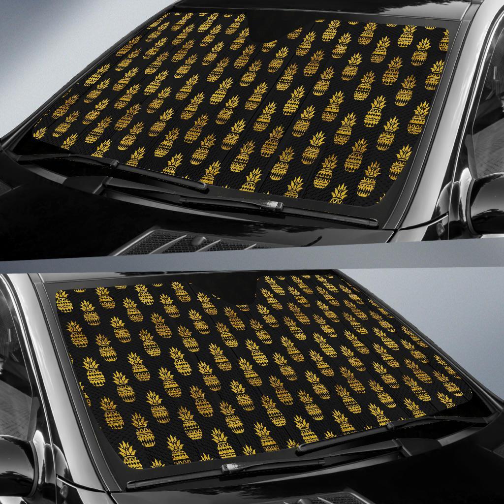 Pineapple Gold Tribal Style Print Car Sun Shade For Windshield
