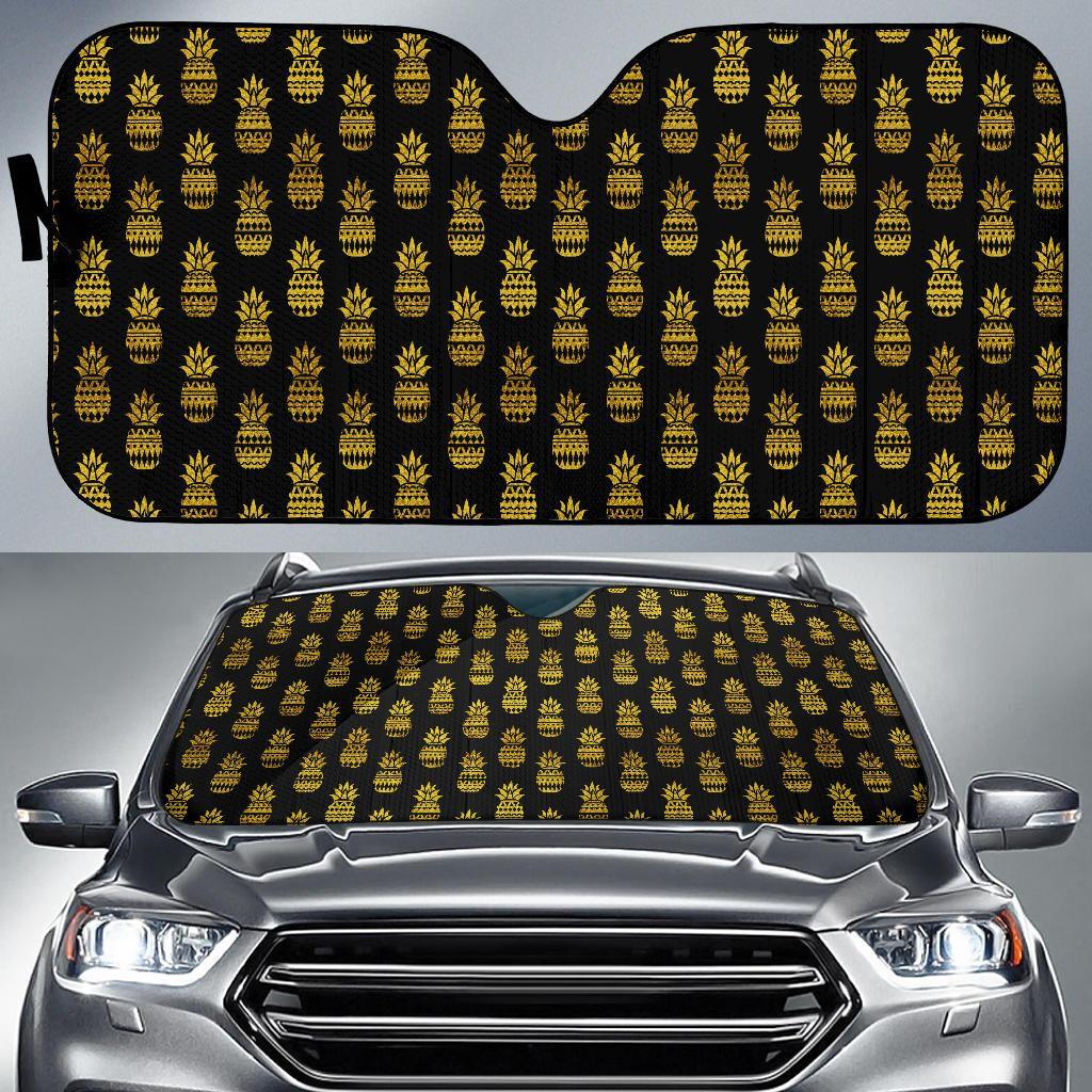 Pineapple Gold Tribal Style Print Car Sun Shade For Windshield