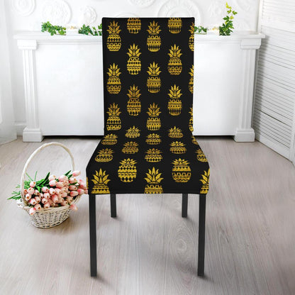 Pineapple Gold Tribal Style Print Dining Chair Slipcover-JTAMIGO.COM