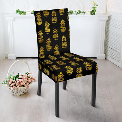 Pineapple Gold Tribal Style Print Dining Chair Slipcover-JTAMIGO.COM