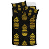 Pineapple Gold Tribal Style Print Duvet Cover Bedding Set