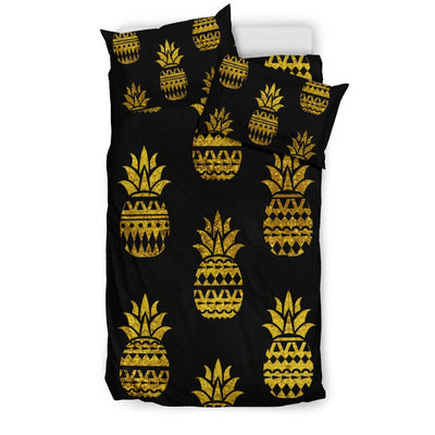 Pineapple Gold Tribal Style Print Duvet Cover Bedding Set