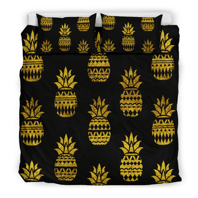 Pineapple Gold Tribal Style Print Duvet Cover Bedding Set