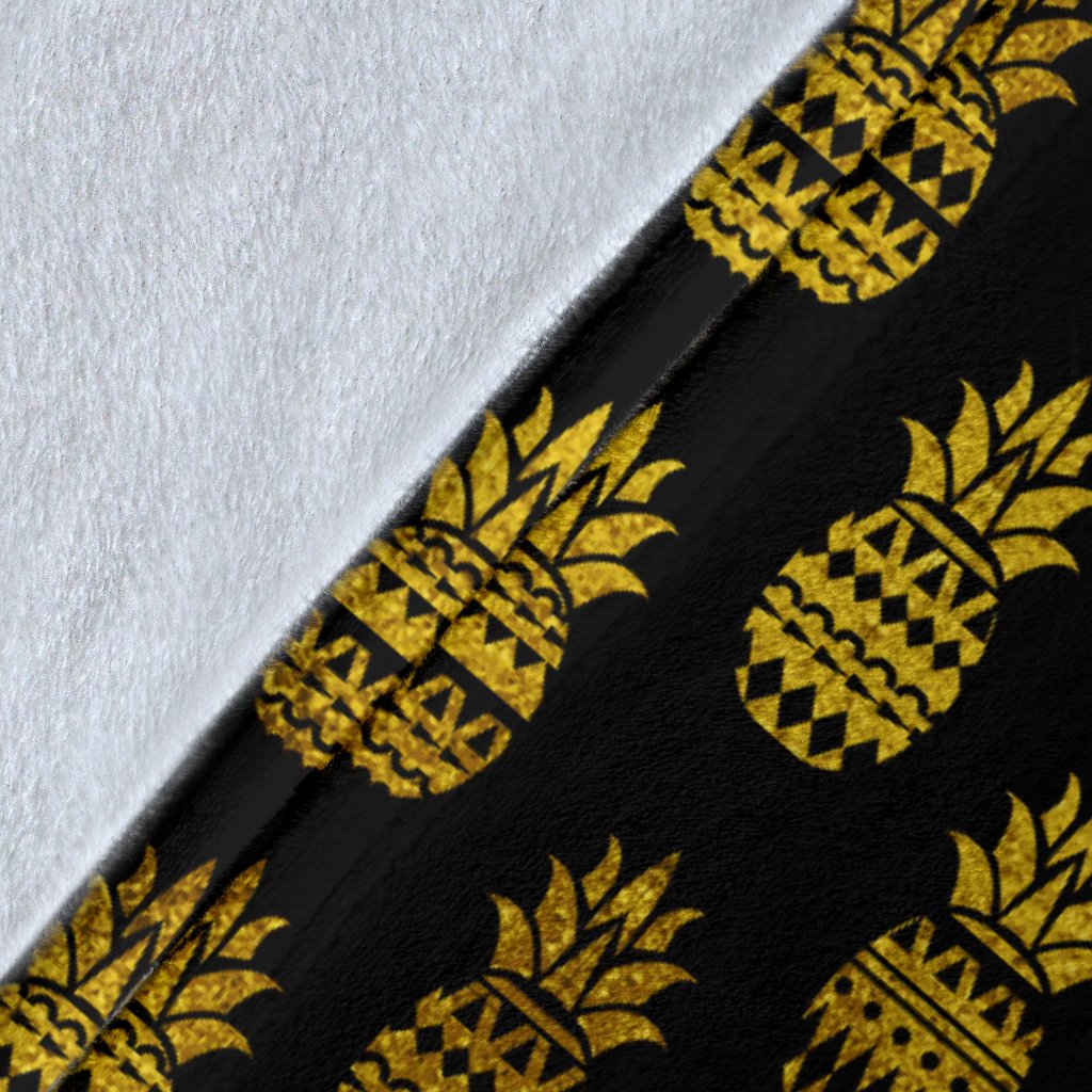 Pineapple Gold Tribal Style Print Fleece Blanket