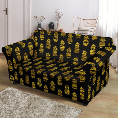 Pineapple Gold Tribal Style Print Loveseat Slipcover-JTAMIGO.COM