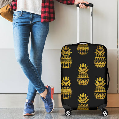 Pineapple Gold Tribal Style Print Luggage Cover Protector