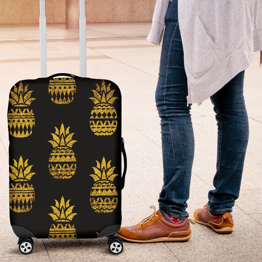 Pineapple Gold Tribal Style Print Luggage Cover Protector
