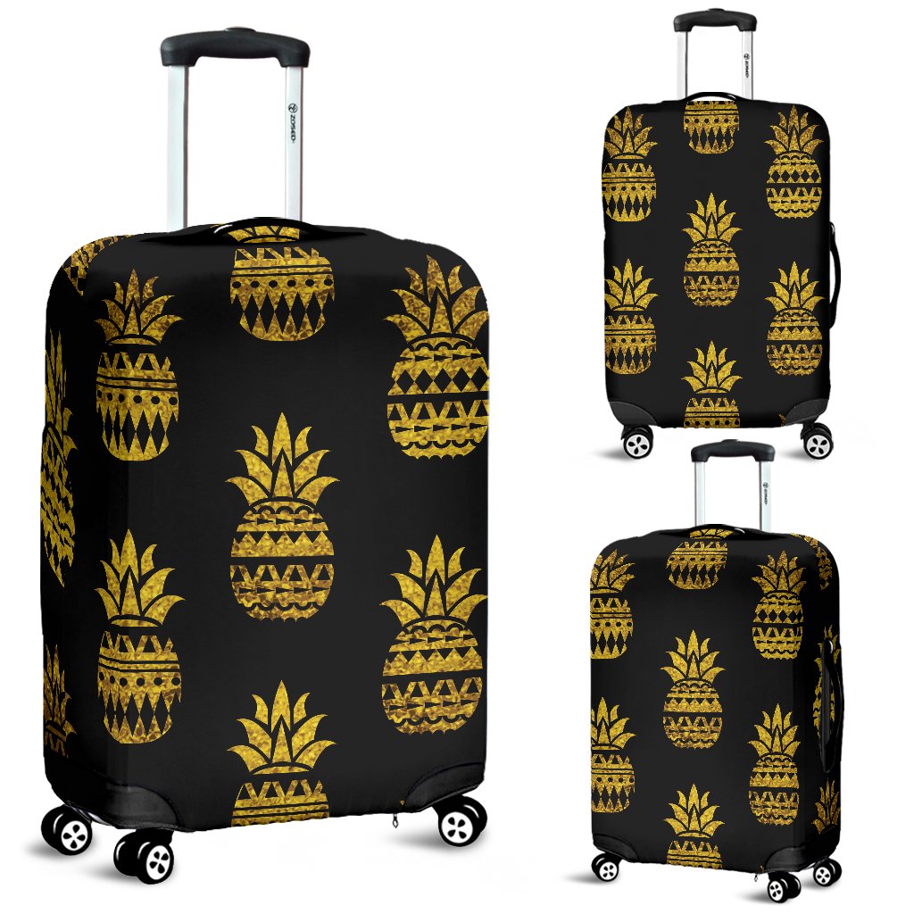 Pineapple Gold Tribal Style Print Luggage Cover Protector