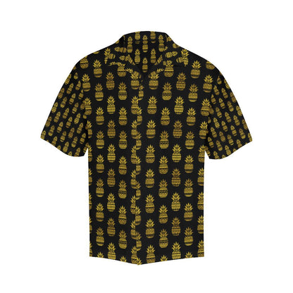 Pineapple Gold Tribal Style Print Men Aloha Hawaiian Shirt