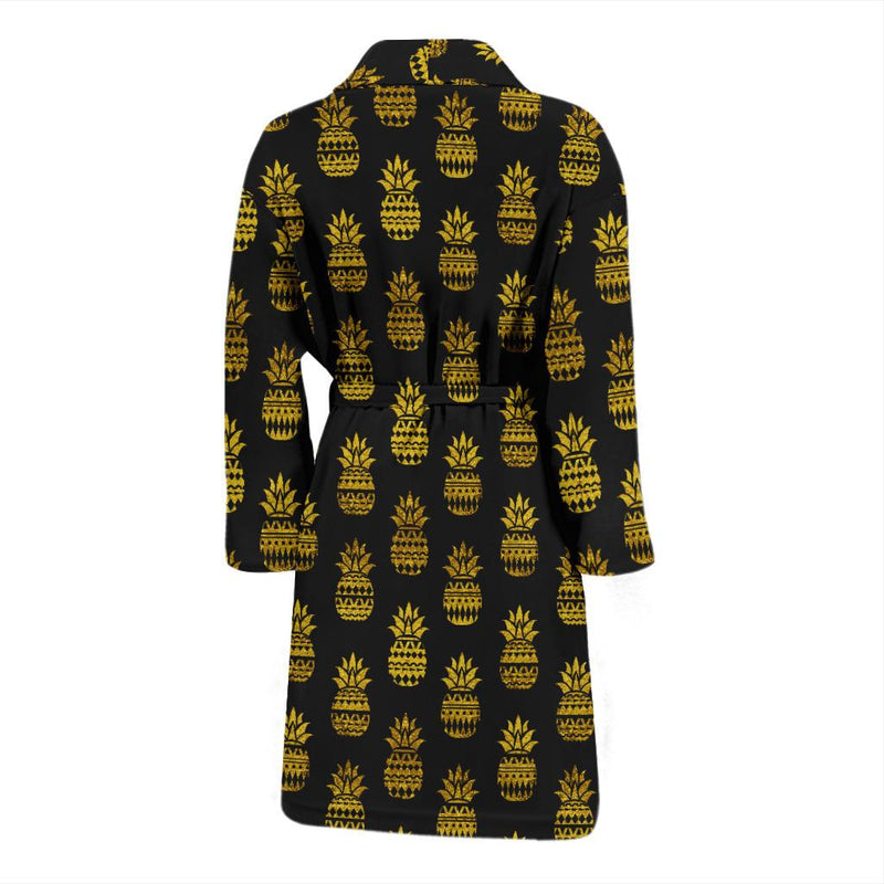 Pineapple Gold Tribal Style Print Men Bath Robe-JTAMIGO.COM