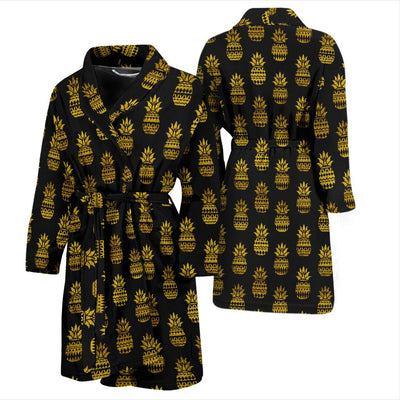 Pineapple Gold Tribal Style Print Men Bath Robe-JTAMIGO.COM